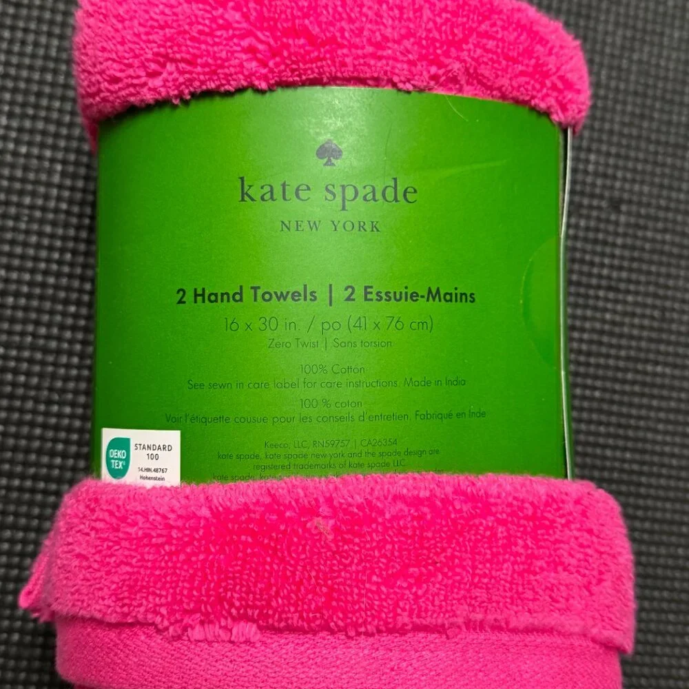 2 pc Kate Spade Hot Pink Fuchsia Hand Towels Towel Set Snapdragon Snap Dragon